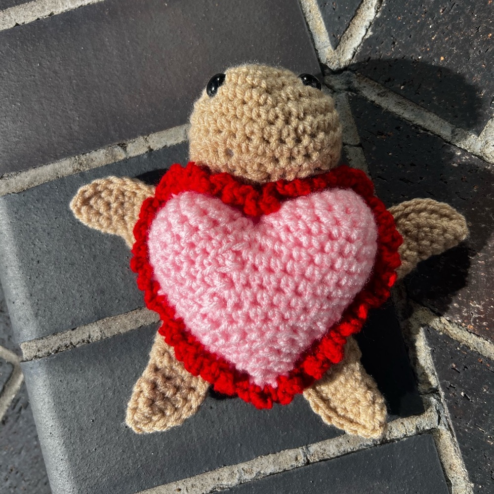 Hand Crocheted Valentine’s Day Sea Turtle Stuffed Animal Plushie! - Picture 16 of 16